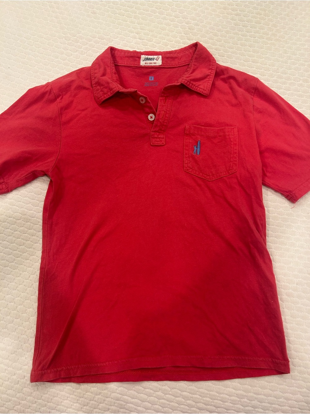 johnnie-O Boys Red Polo with Chest Pocket and Blue Logo
